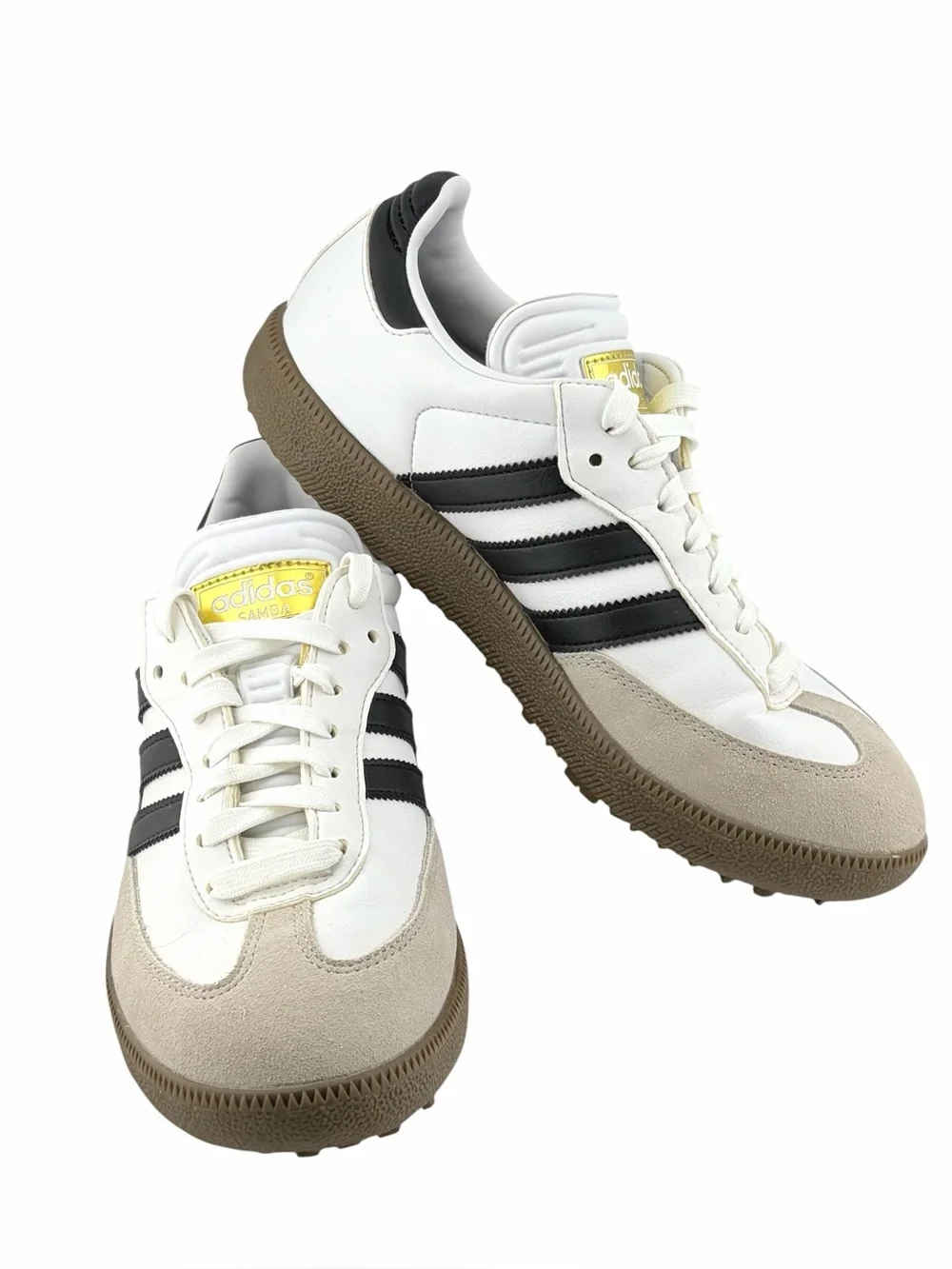 adidas Samba Spikeless Golf Shoes Mens 7 Classic White Black Stripes Gum Soles